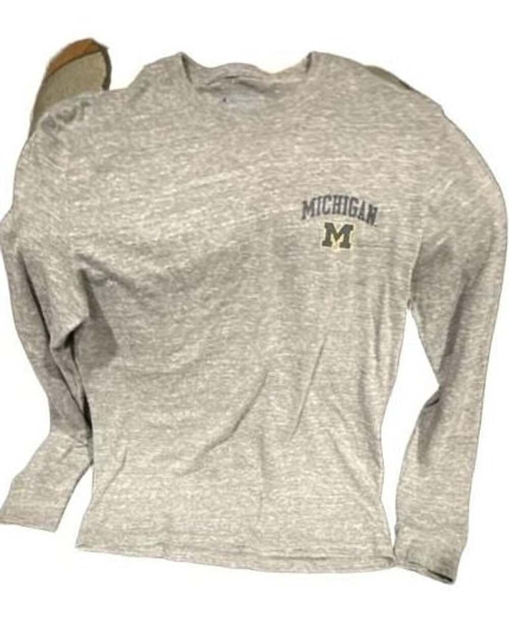 Champion Men's Heather Gray Michigan Wolverines Arch Over Logo Long Sleeve T-Shi